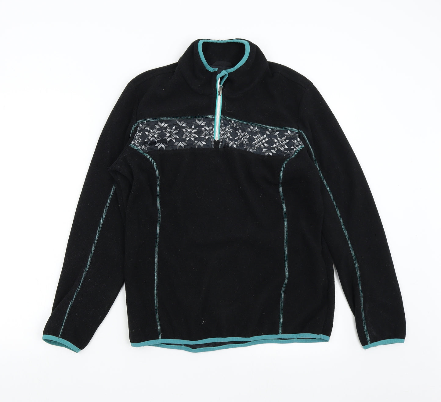 Crane Womens Black  Fleece Henley Jumper Size M