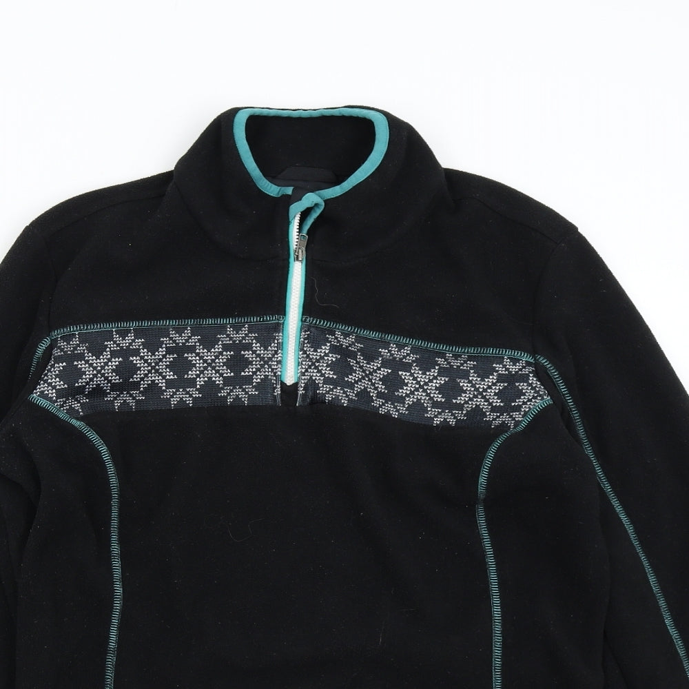 Crane Womens Black  Fleece Henley Jumper Size M