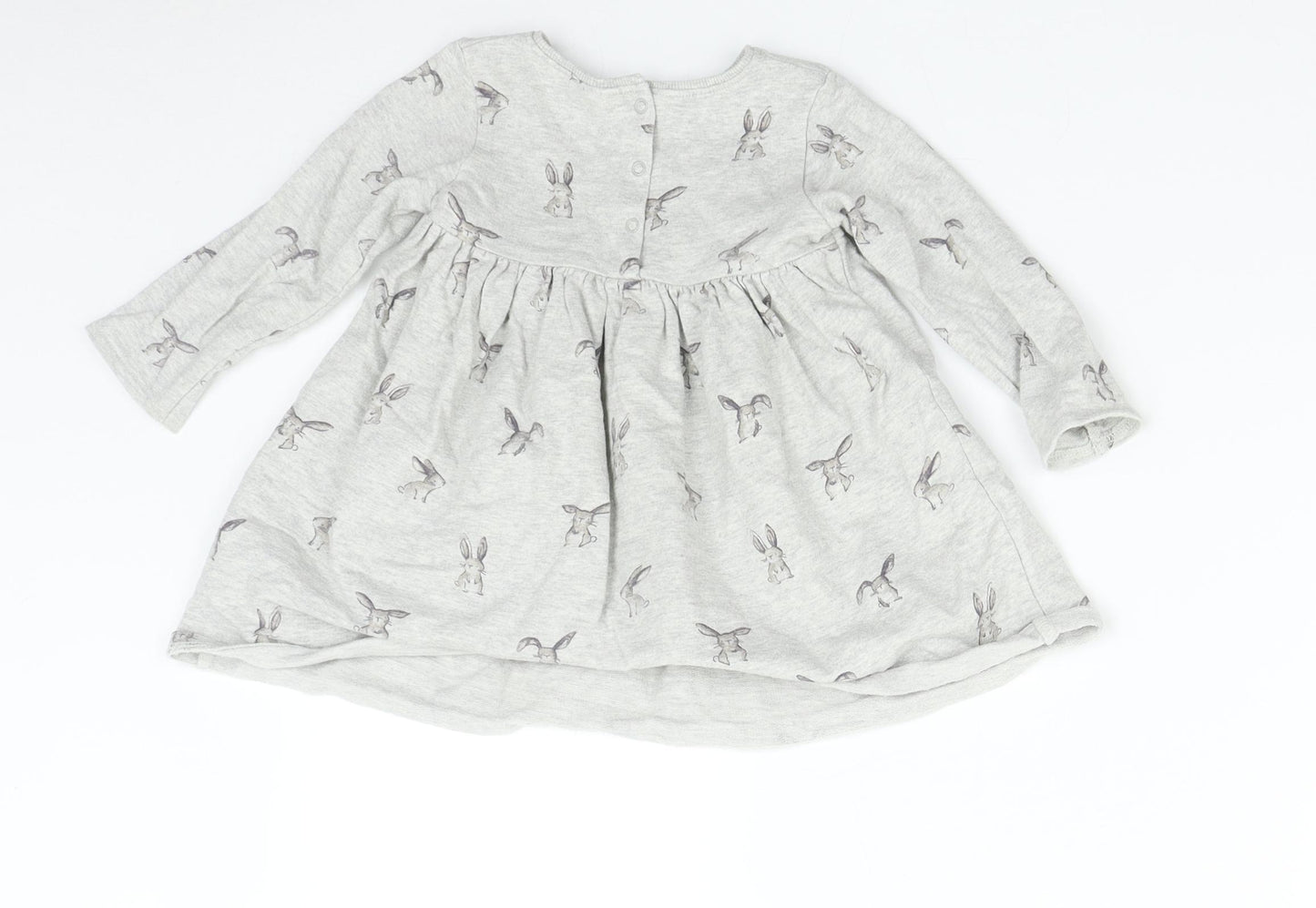 NEXT Baby Grey   T-Shirt Dress  Size 12-18 Months  - Rabbit