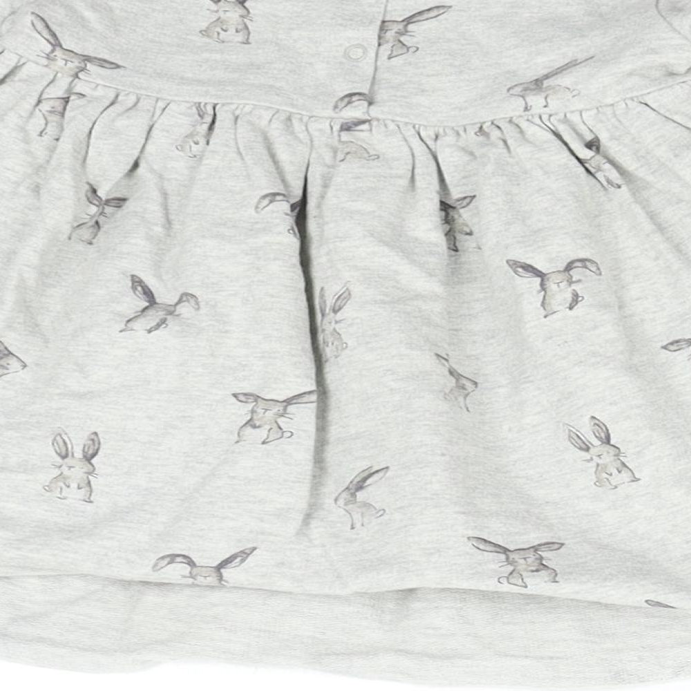 NEXT Baby Grey   T-Shirt Dress  Size 12-18 Months  - Rabbit