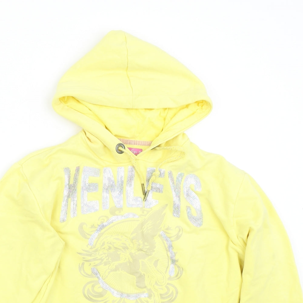 Henleys Womens Yellow   Pullover Hoodie Size S