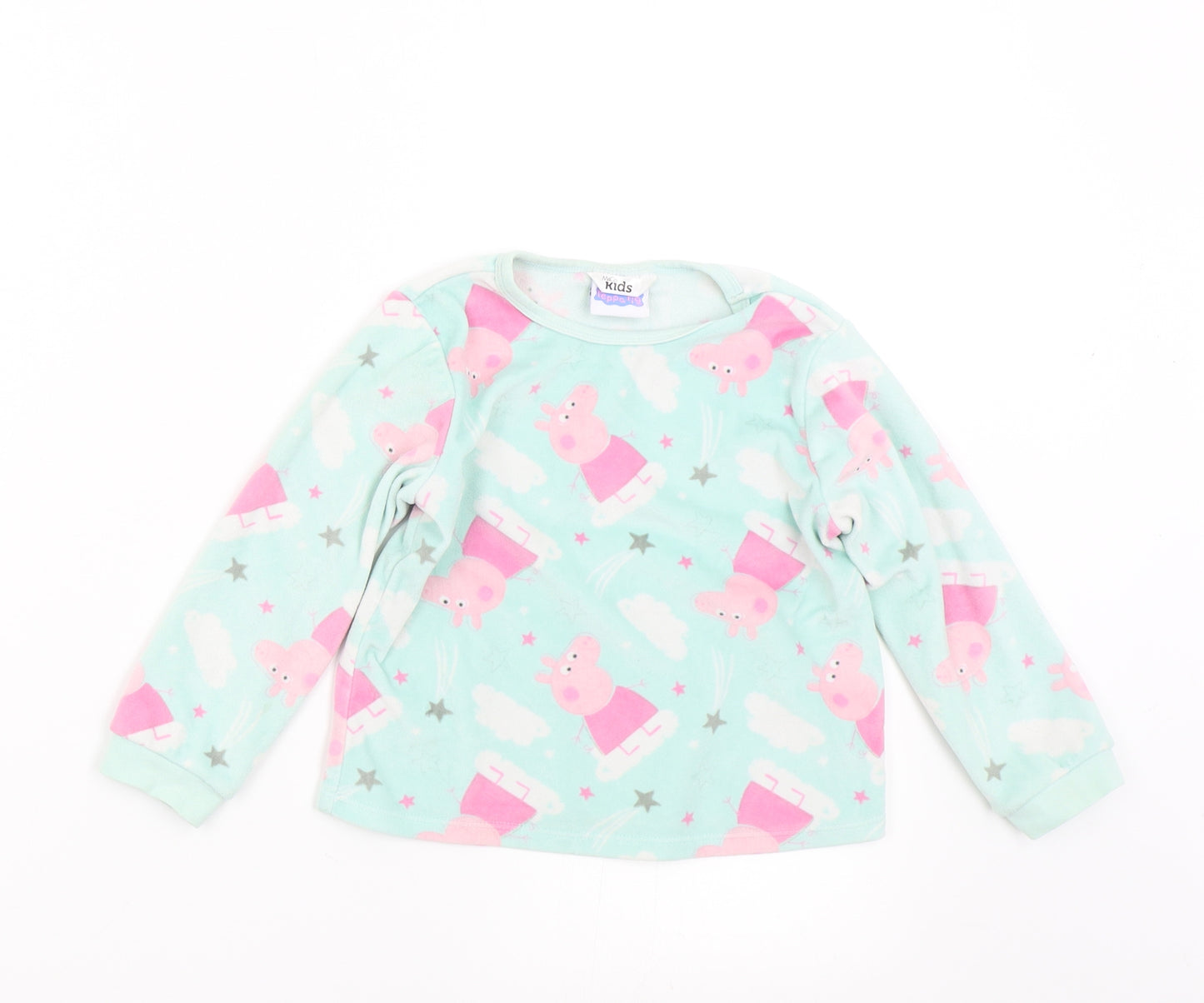 M&Co Girls Green Solid Fleece Top Pyjama Top Size 3-4 Years  - peppa Pig
