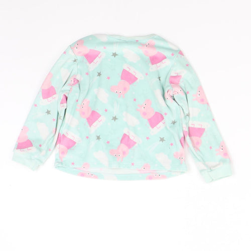 M&Co Girls Green Solid Fleece Top Pyjama Top Size 3-4 Years  - peppa Pig