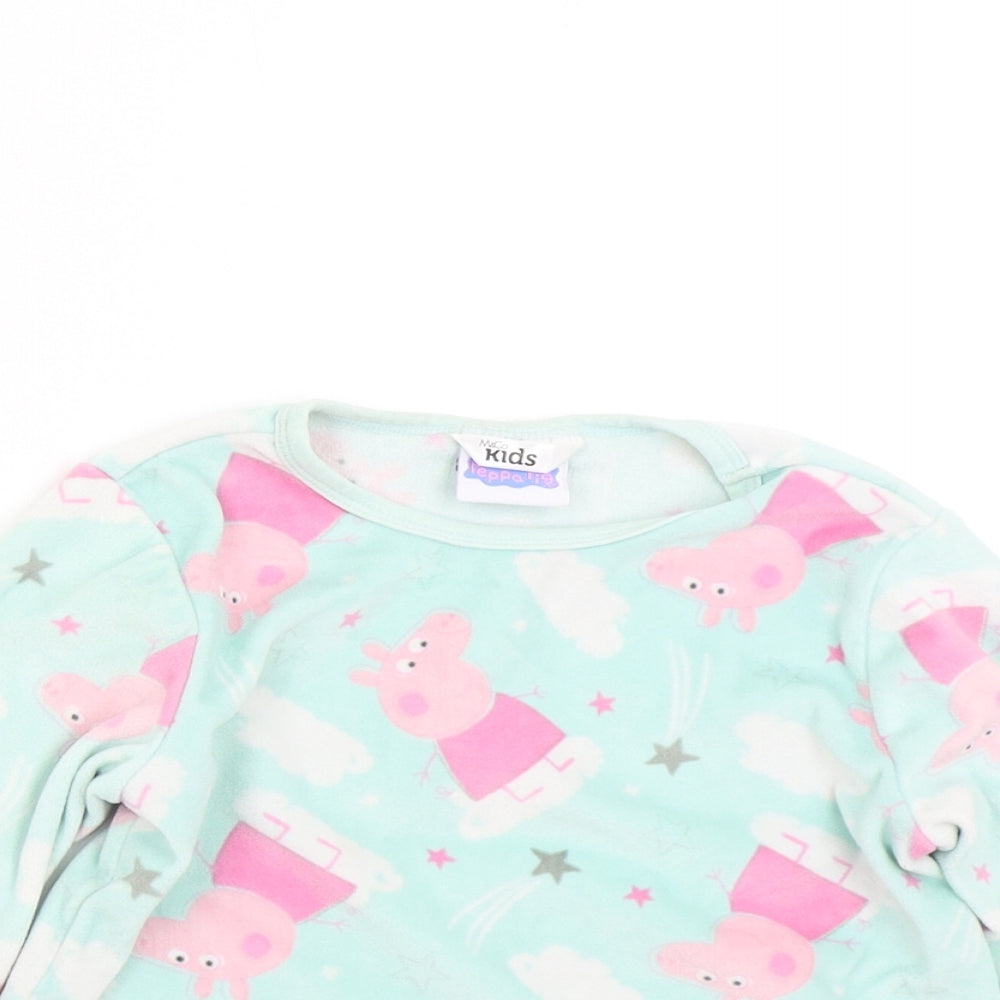 M&Co Girls Green Solid Fleece Top Pyjama Top Size 3-4 Years  - peppa Pig