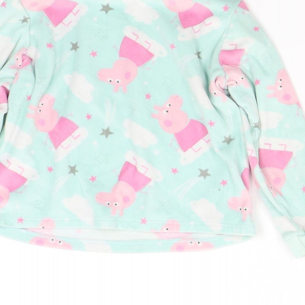 M&Co Girls Green Solid Fleece Top Pyjama Top Size 3-4 Years  - peppa Pig