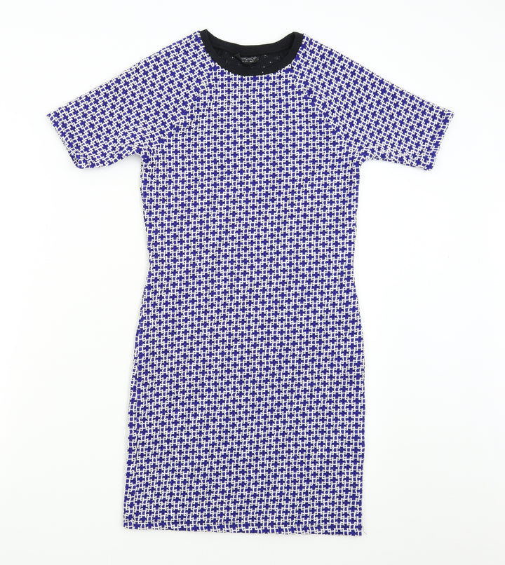 Topshop Womens Blue Geometric  Shift  Size 10