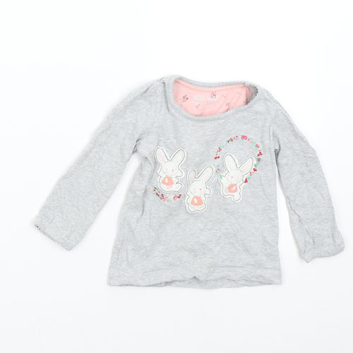 Mothercare Baby Grey Solid   Pyjama Top Size 12-18 Months  - Bunny