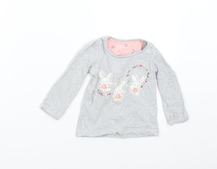 Mothercare Baby Grey Solid   Pyjama Top Size 12-18 Months  - Bunny