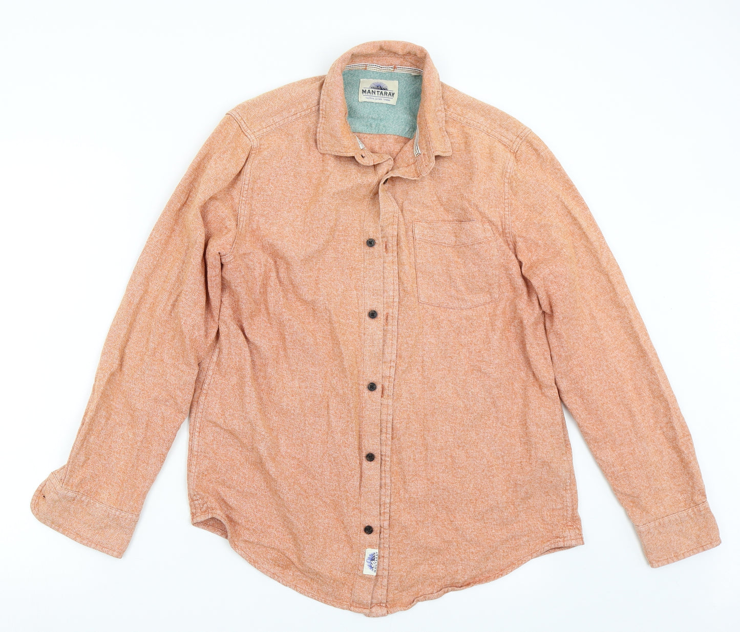 Mantaray Mens Orange    Button-Up Size M