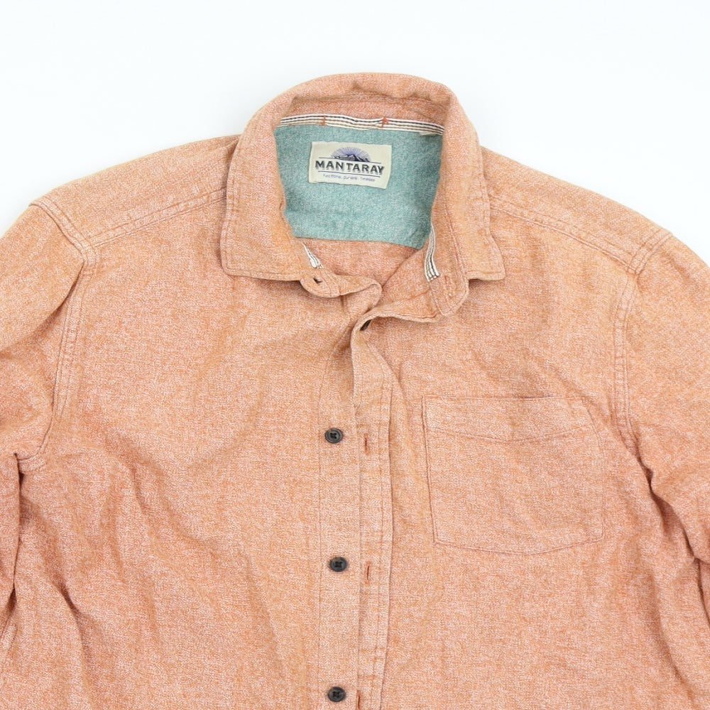 Mantaray Mens Orange    Button-Up Size M