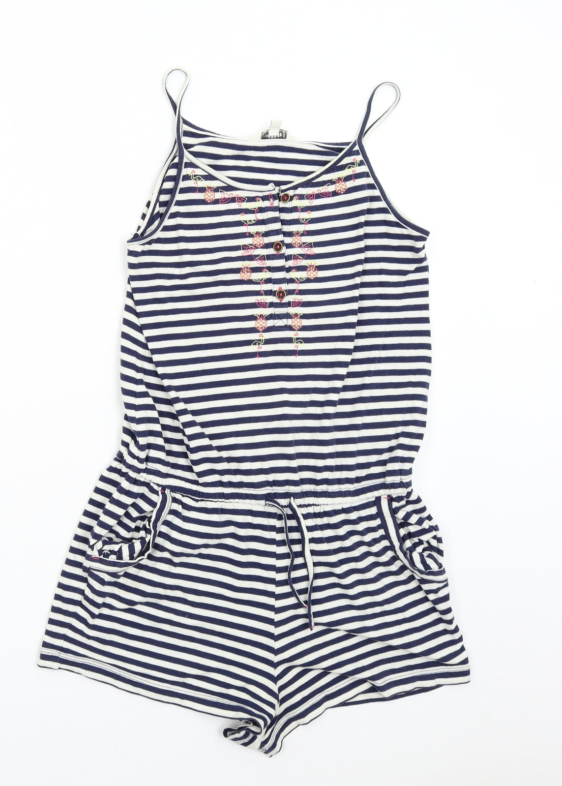Fat Face Girls Blue Striped  Playsuit One-Piece Size 12-13 Years