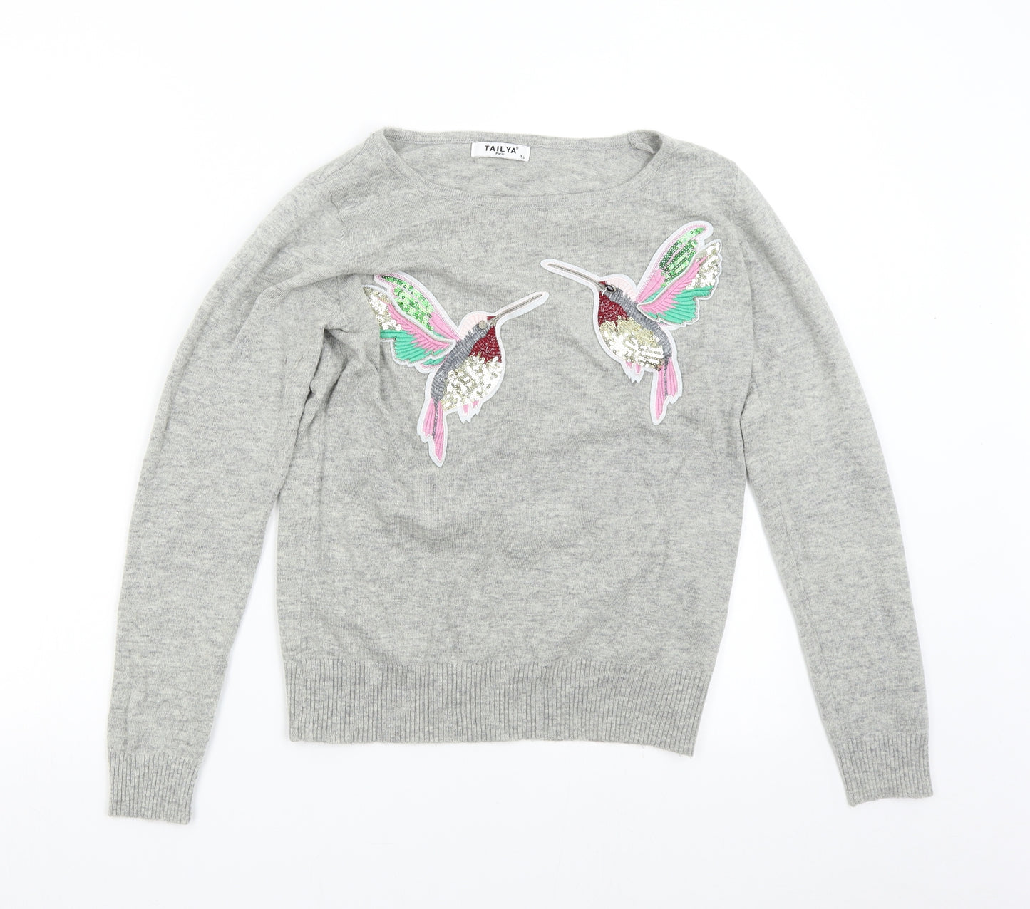 Tailya Womens Grey  Knit Pullover Jumper Size S