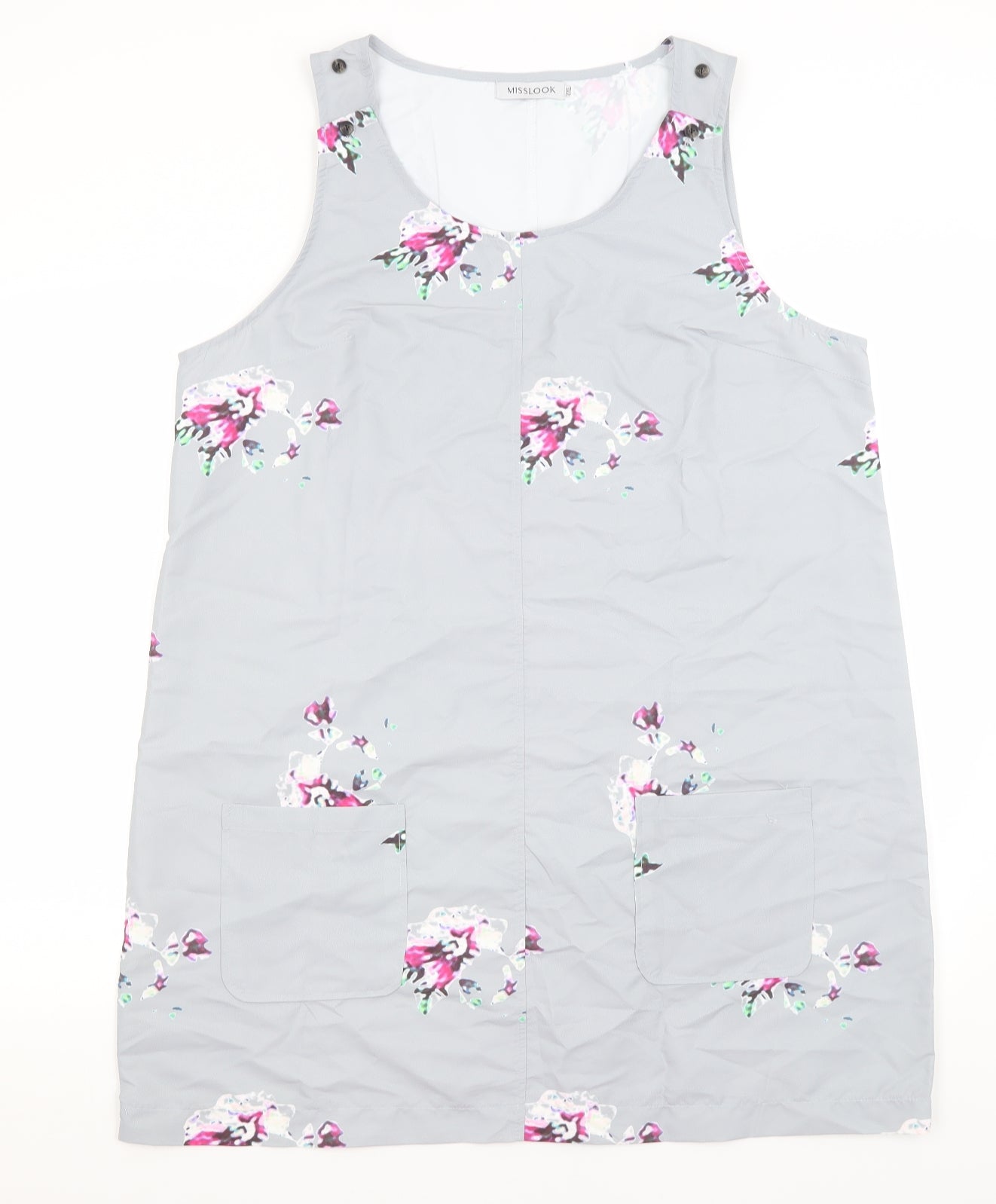 Miss Look Womens Grey Floral  A-Line  Size 2XL