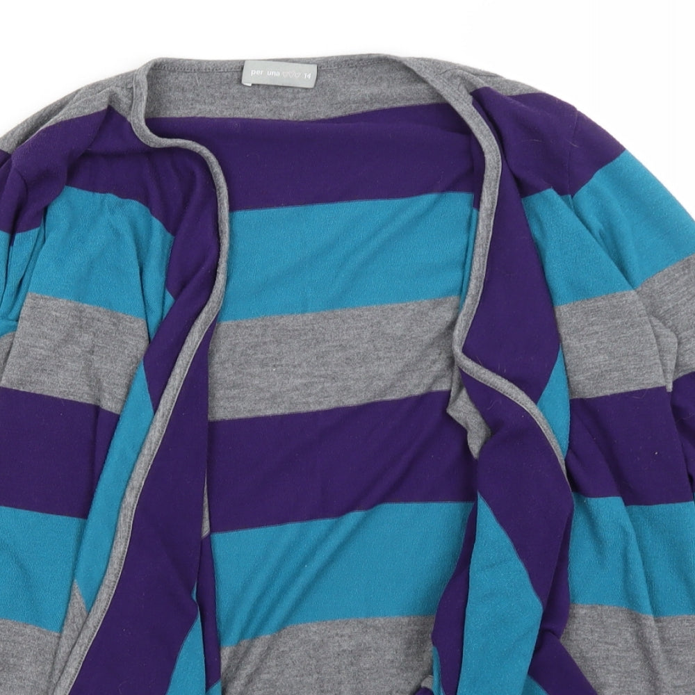 Per Una Womens Blue Striped  Shrug Jumper Size 14
