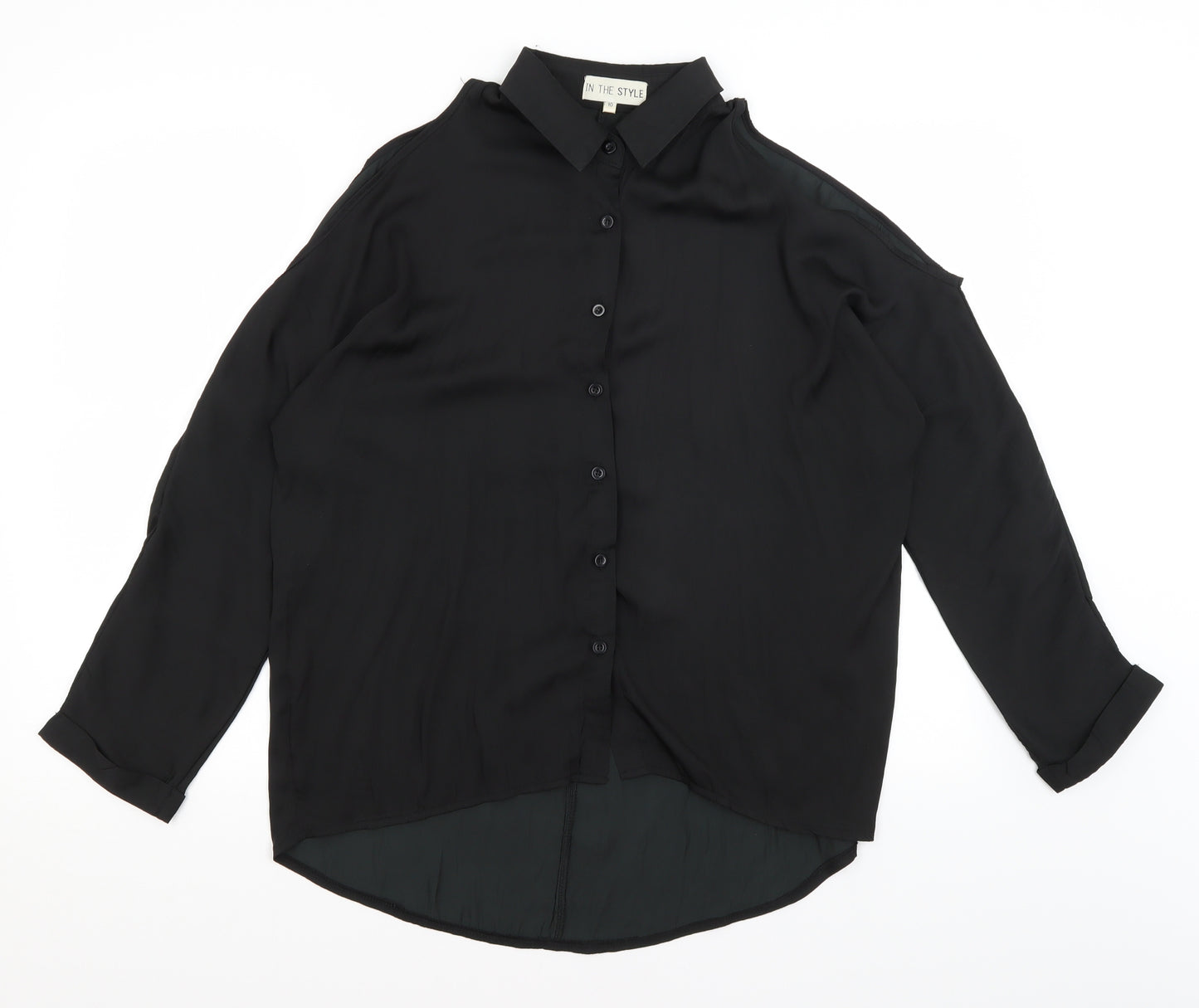 In the Style Womens Black   Basic Button-Up Size 10