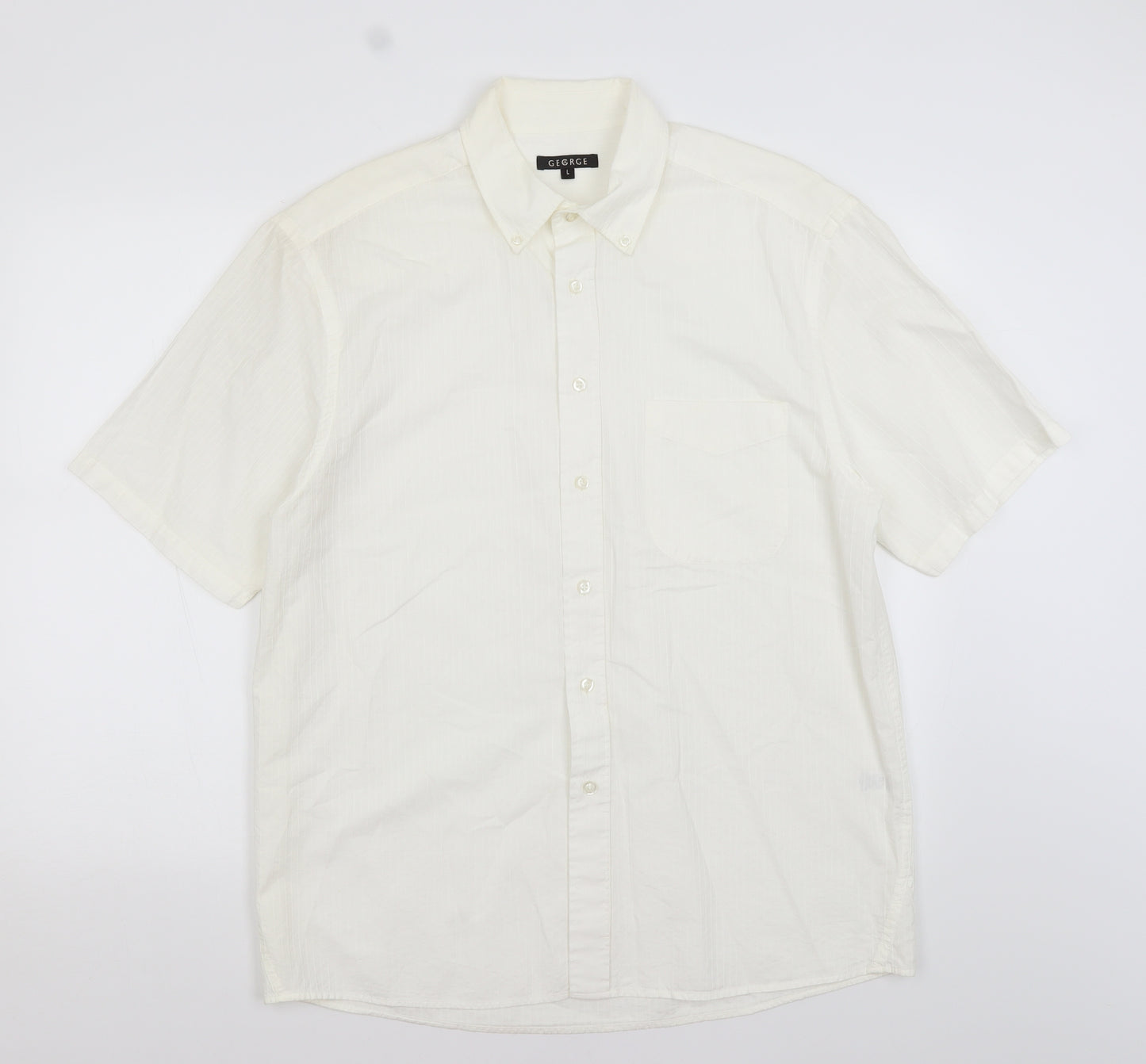 George Mens Ivory    Button-Up Size L