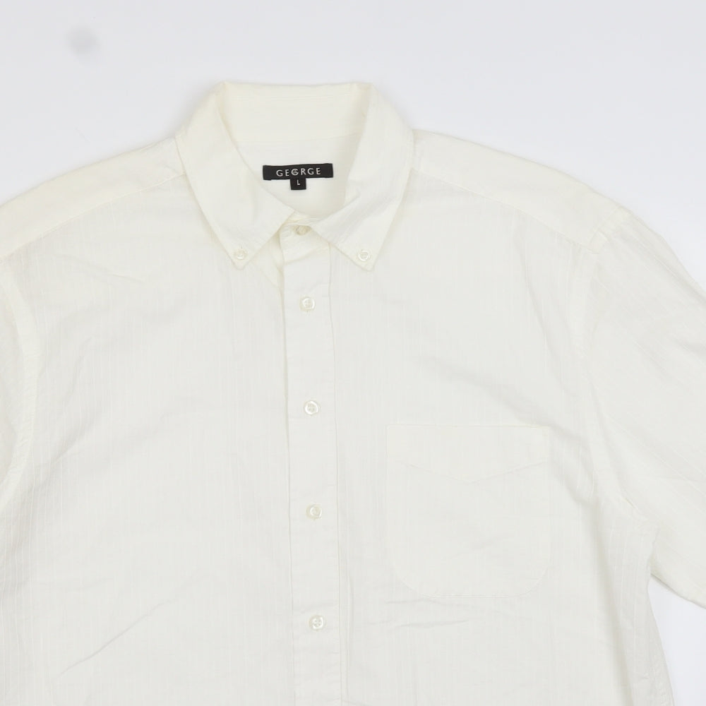 George Mens Ivory    Button-Up Size L
