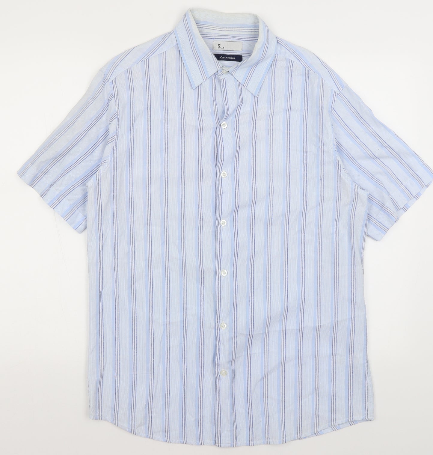 BHS Mens Blue Striped   Button-Up Size M