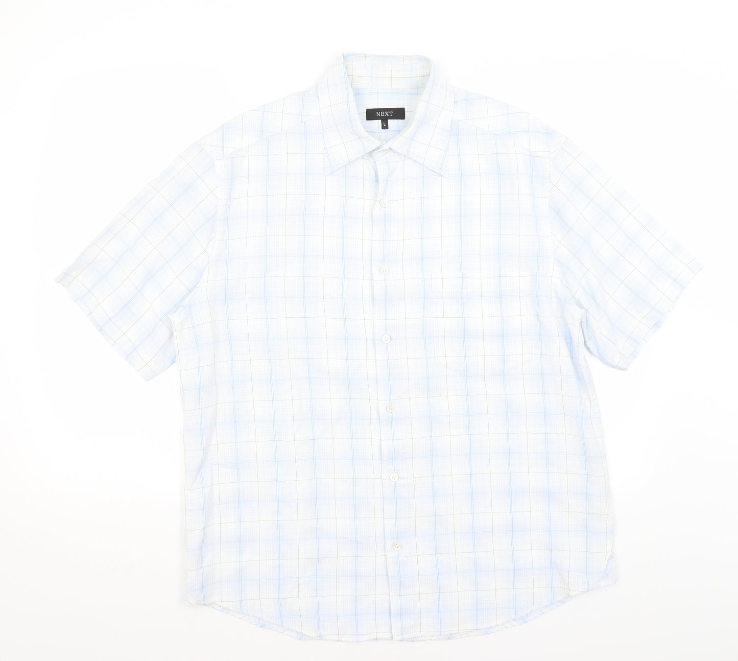 NEXT Mens Blue Plaid   Button-Up Size L