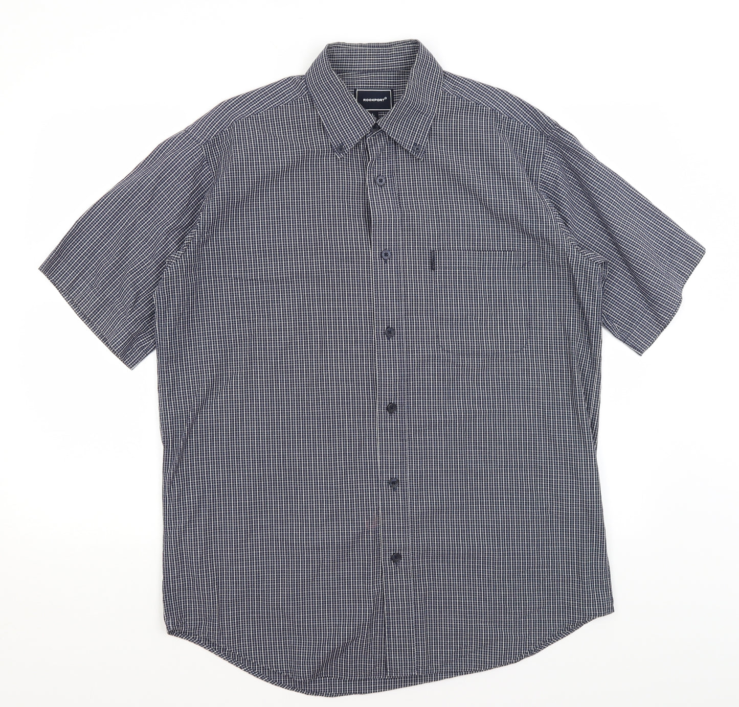 Rockport Mens Blue Check   Button-Up Size L