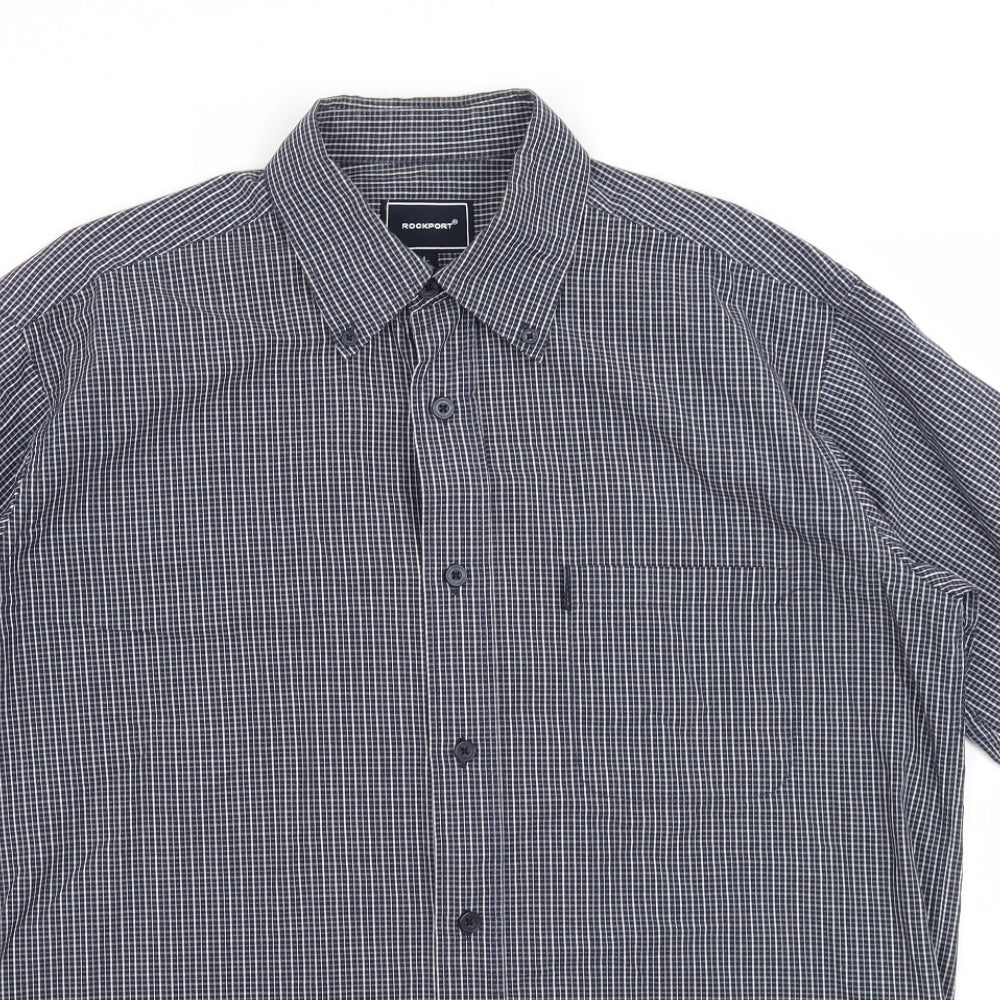 Rockport Mens Blue Check   Button-Up Size L