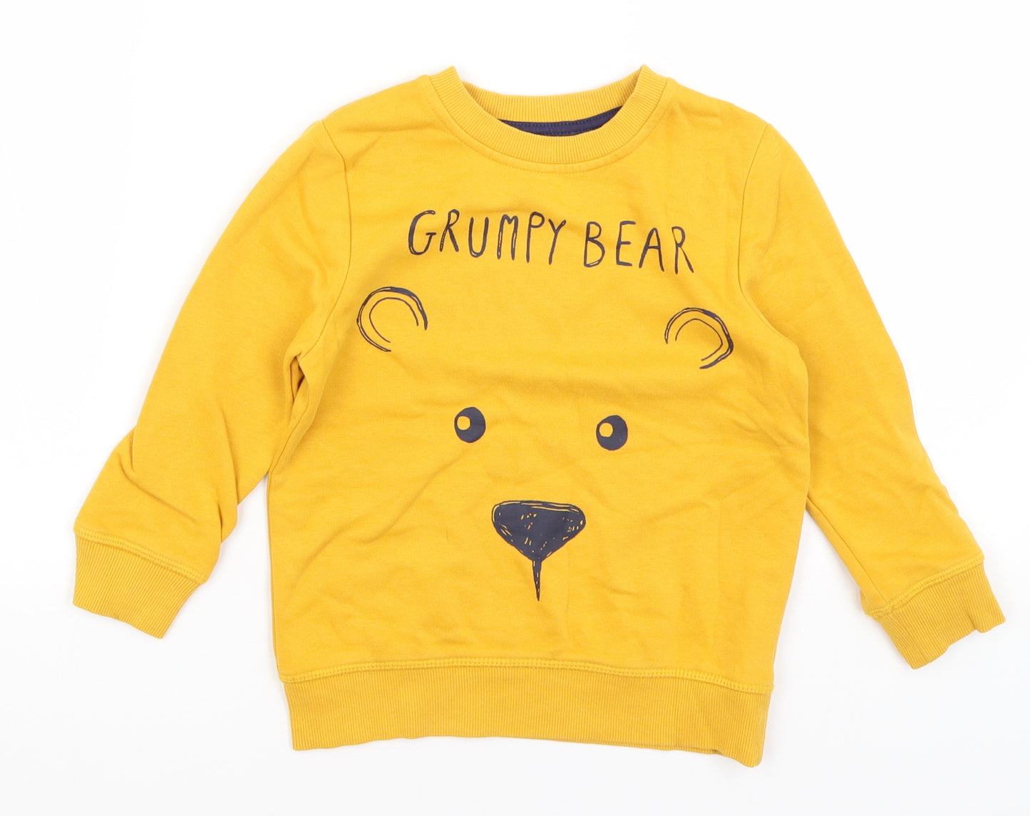 George Boys Yellow   Pullover Jumper Size 3-4 Years  - Grumpy Bear