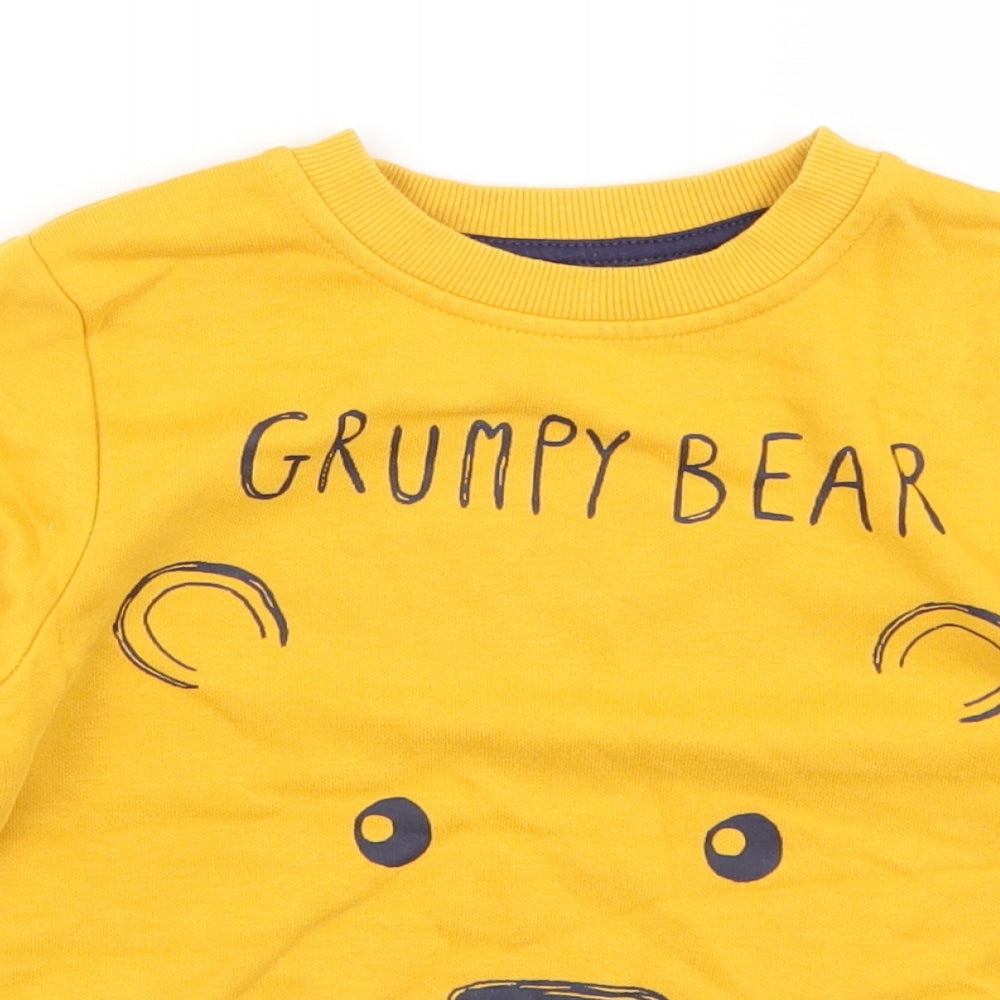 George Boys Yellow   Pullover Jumper Size 3-4 Years  - Grumpy Bear