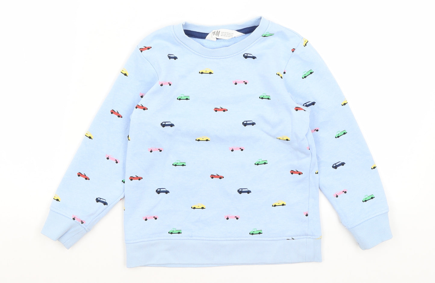H&M Boys Blue   Pullover Jumper Size 3-4 Years  - Cars