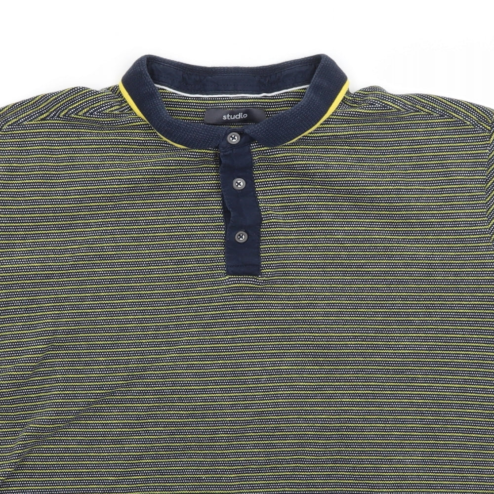Studio Mens Blue Striped   Polo Size XL