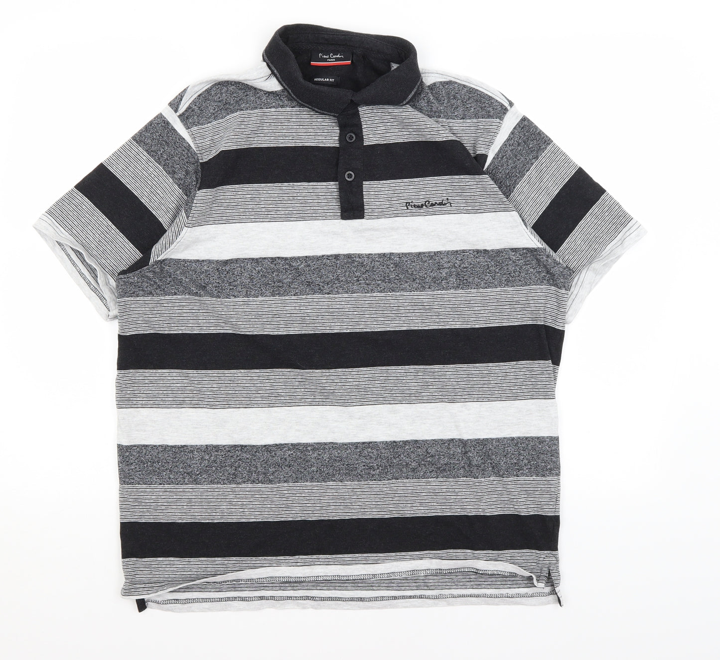 Pierre Cardin Mens Grey Striped   Polo Size L