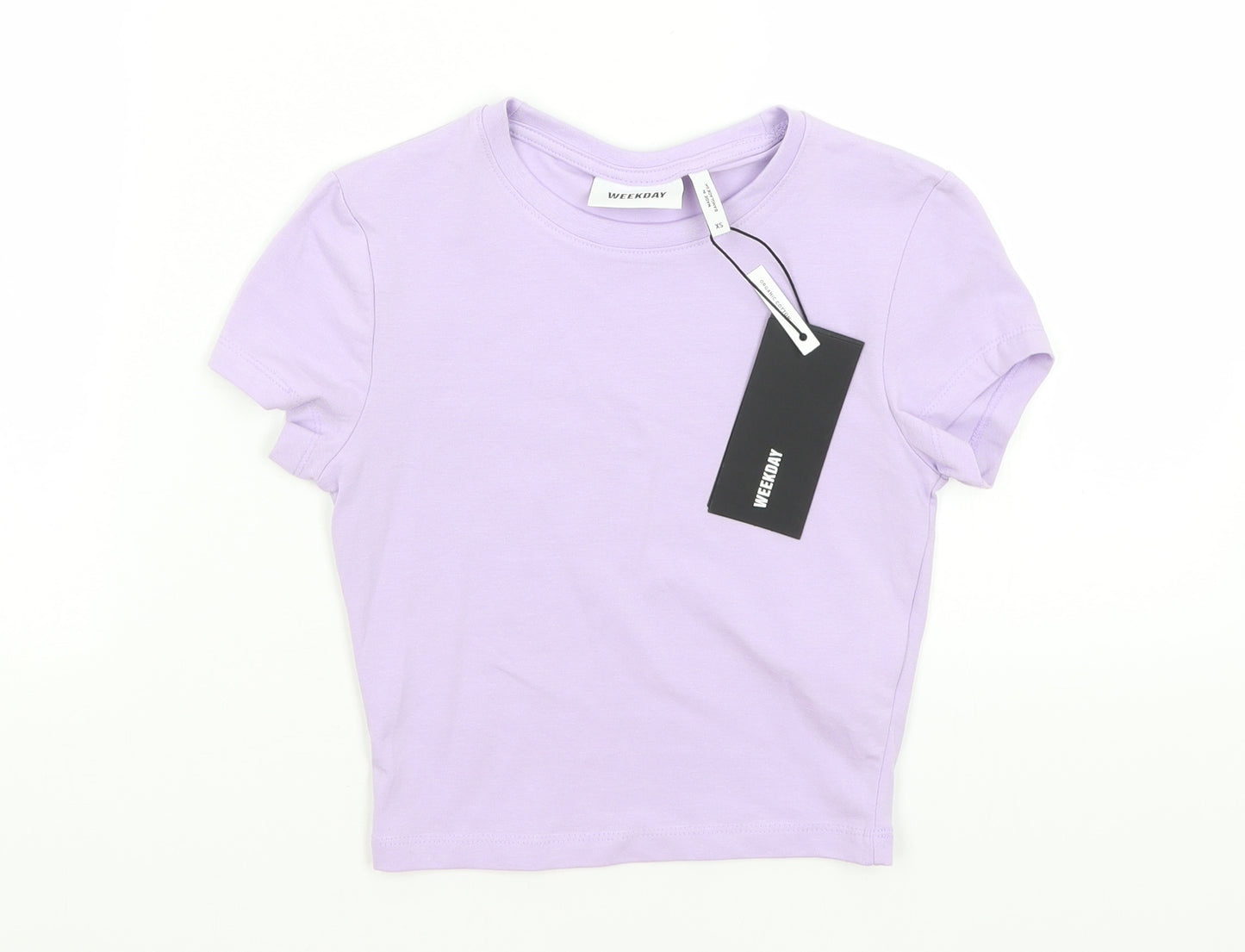 Weekday Womens Purple   Cropped T-Shirt Size XS