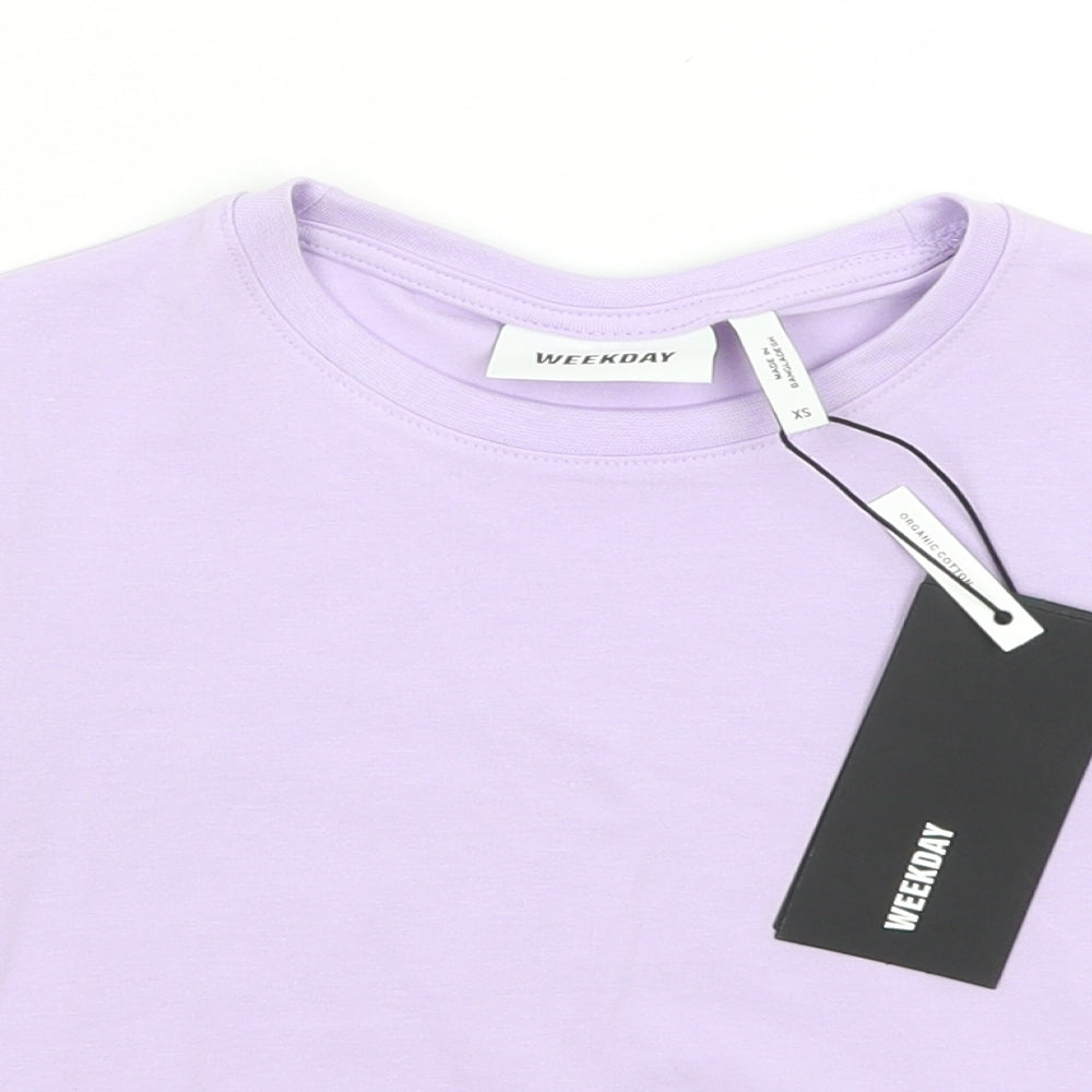 Weekday Womens Purple   Cropped T-Shirt Size XS