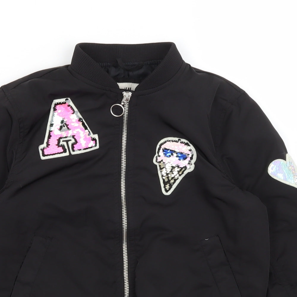 H&M Girls Black   Jacket  Size 9-10 Years