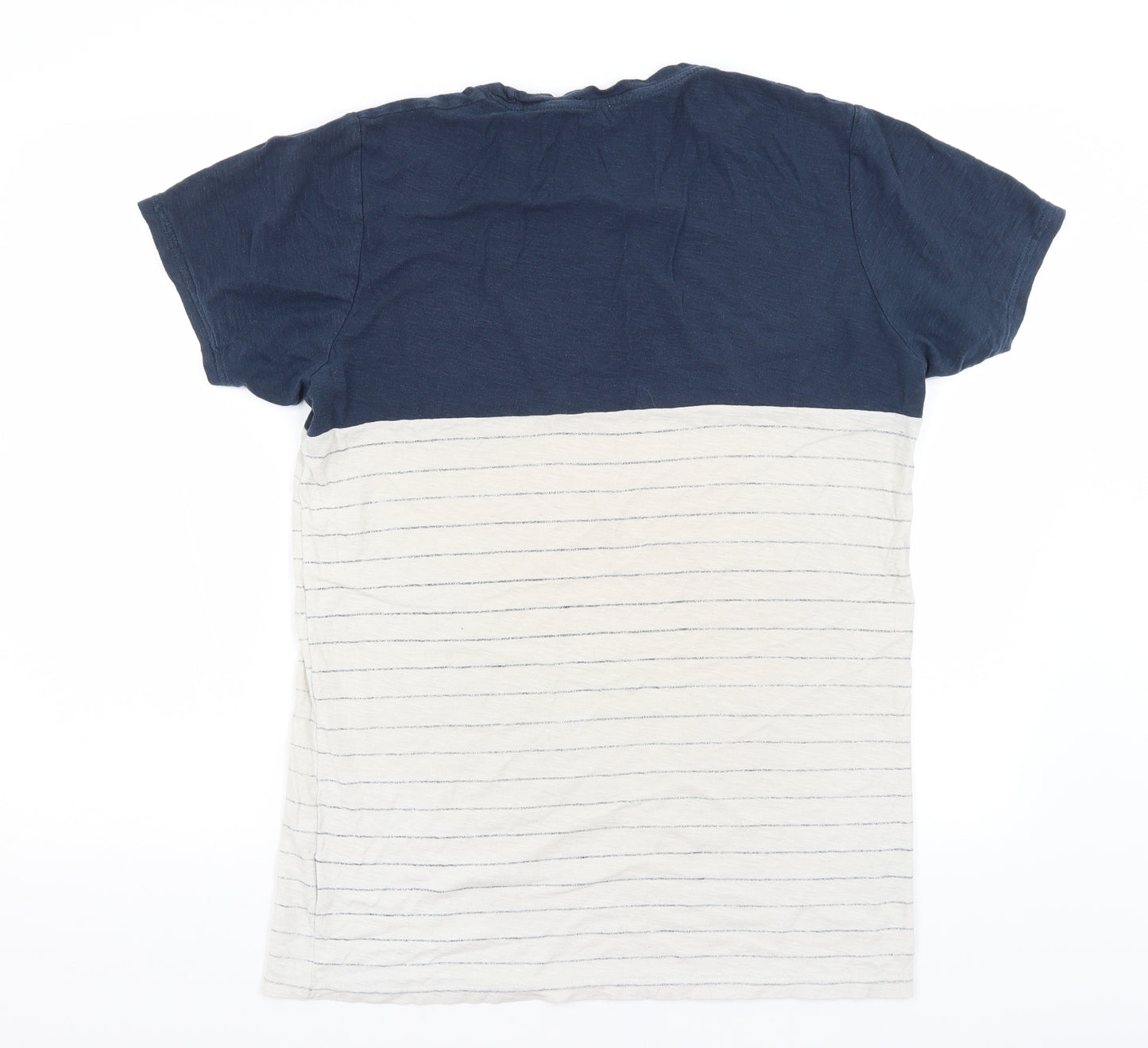 Pull & Bear Mens Grey Striped   T-Shirt Size S