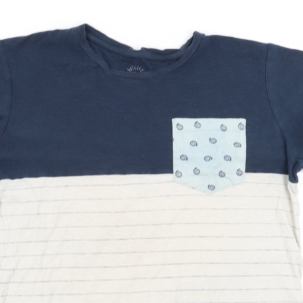 Pull & Bear Mens Grey Striped   T-Shirt Size S
