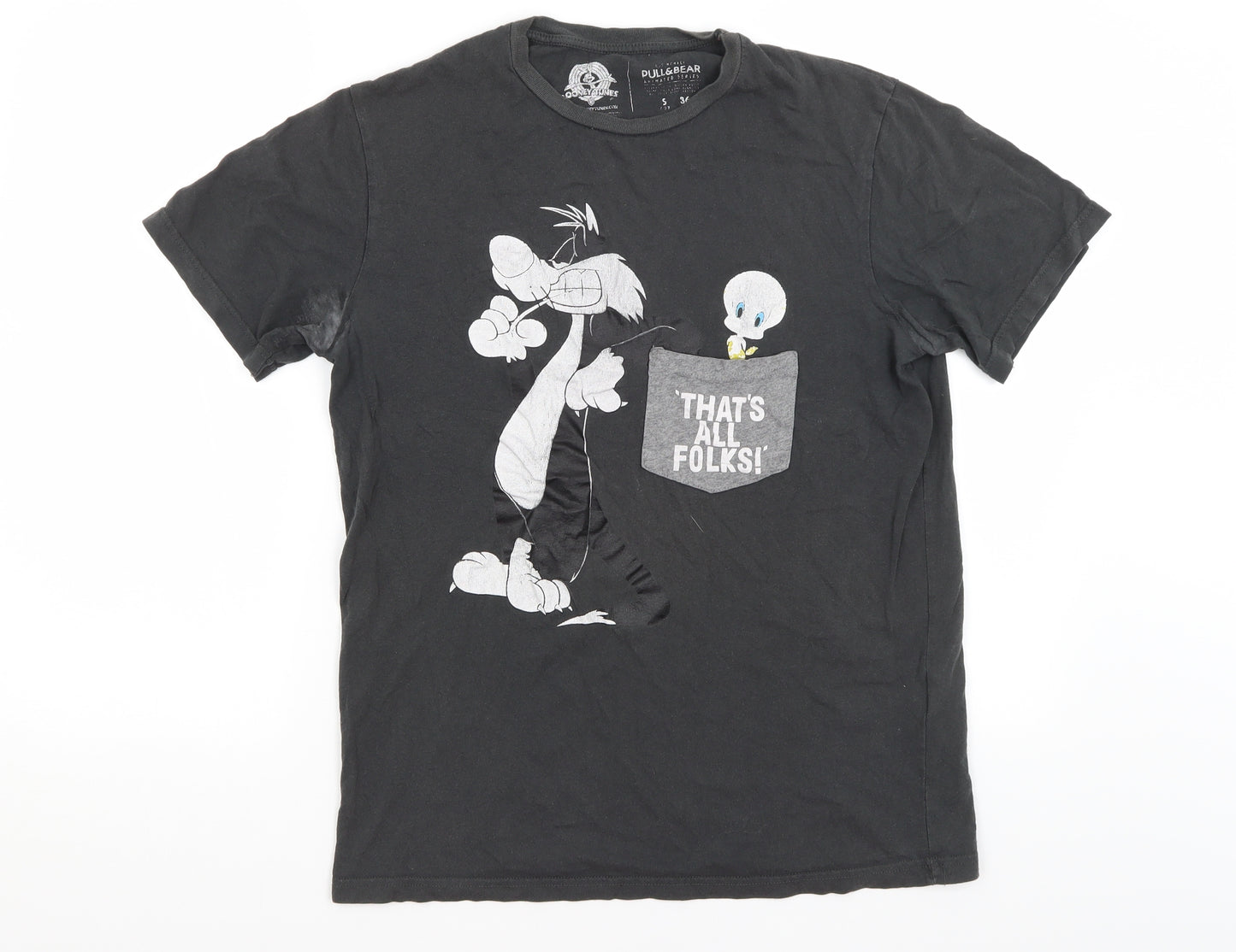 Pull & Bear Mens Grey    T-Shirt Size S  - Sylvester & Tweety