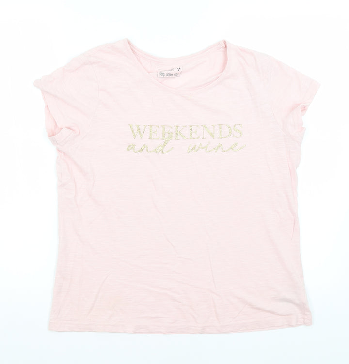 F&F Womens Pink Basic T-Shirt Size 12 - Weekends & Wine