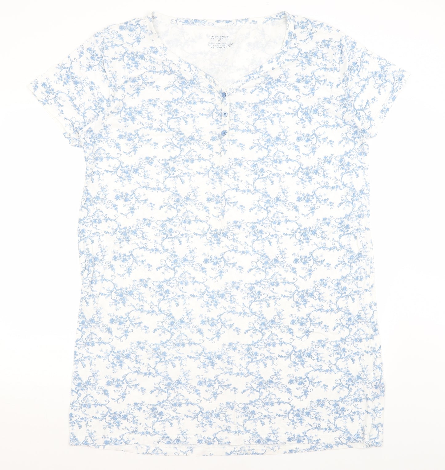 Primark Womens White Floral  Top Nightshirt Size L