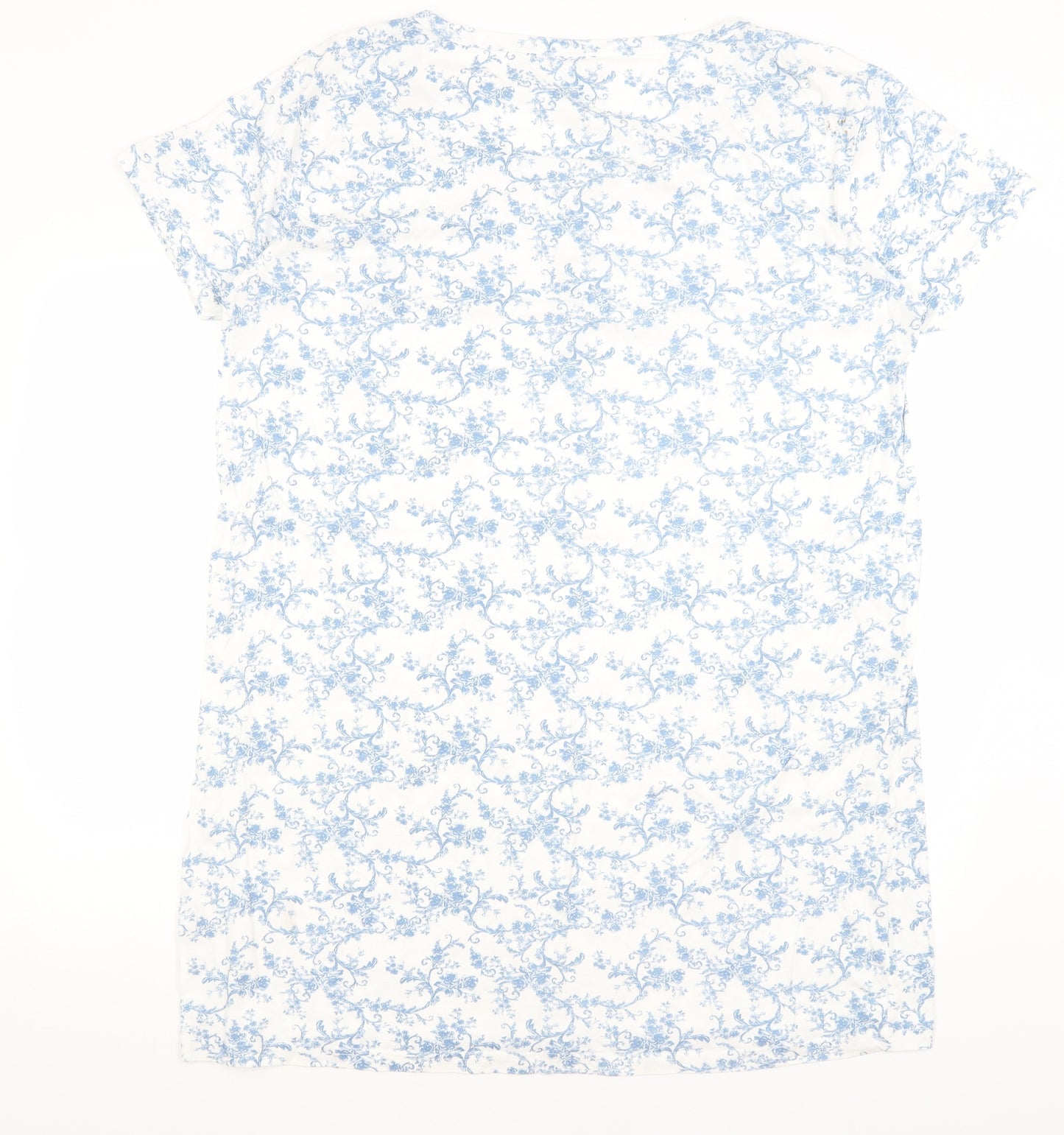 Primark Womens White Floral  Top Nightshirt Size L