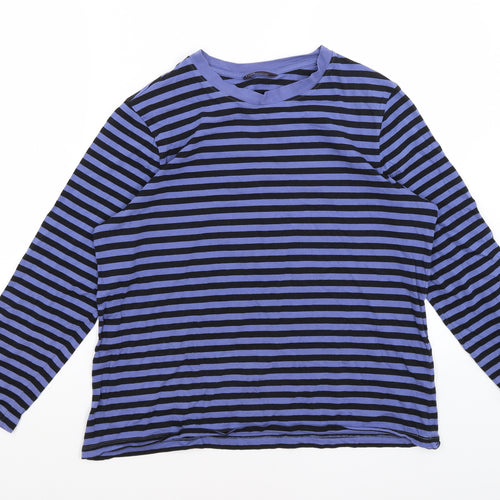 M&S Womens Purple Striped  Basic T-Shirt Size 16