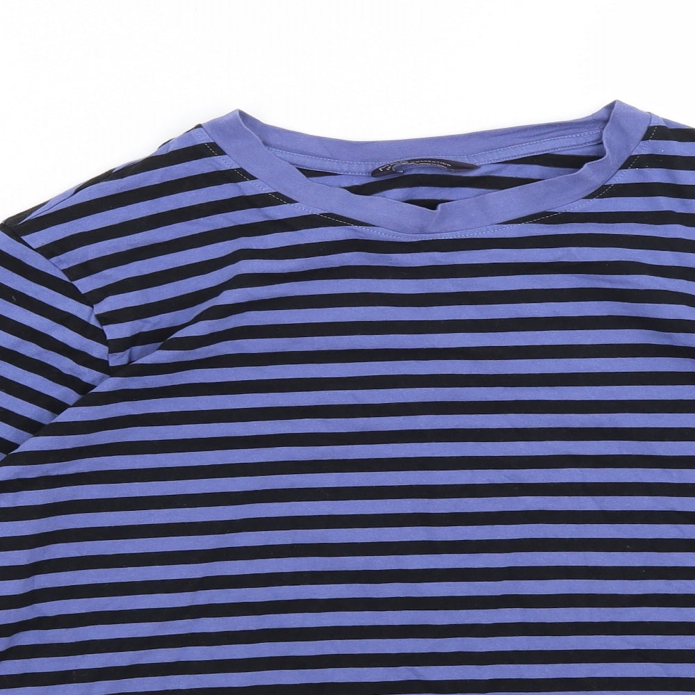 M&S Womens Purple Striped  Basic T-Shirt Size 16