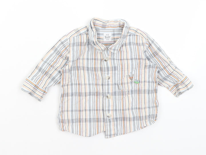 H&M Baby White Striped  Basic Button-Up Size 3-6 Months