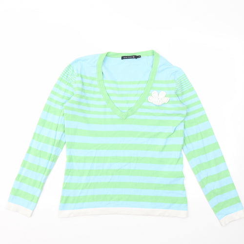 RIVER WOODS Womens Multicoloured Striped  Basic T-Shirt Size M