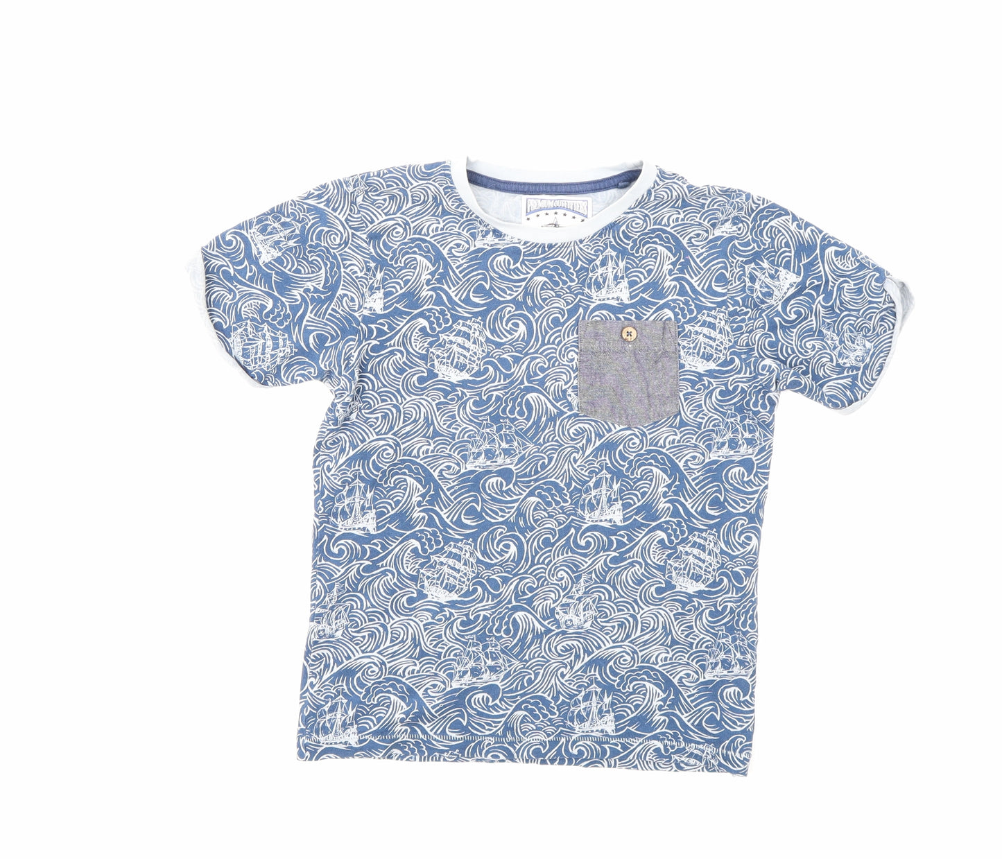TU Boys Blue Geometric  Basic T-Shirt Size 7 Years