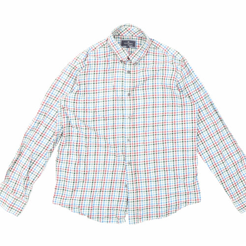 M&S Mens Multicoloured Check   T-Shirt Size L