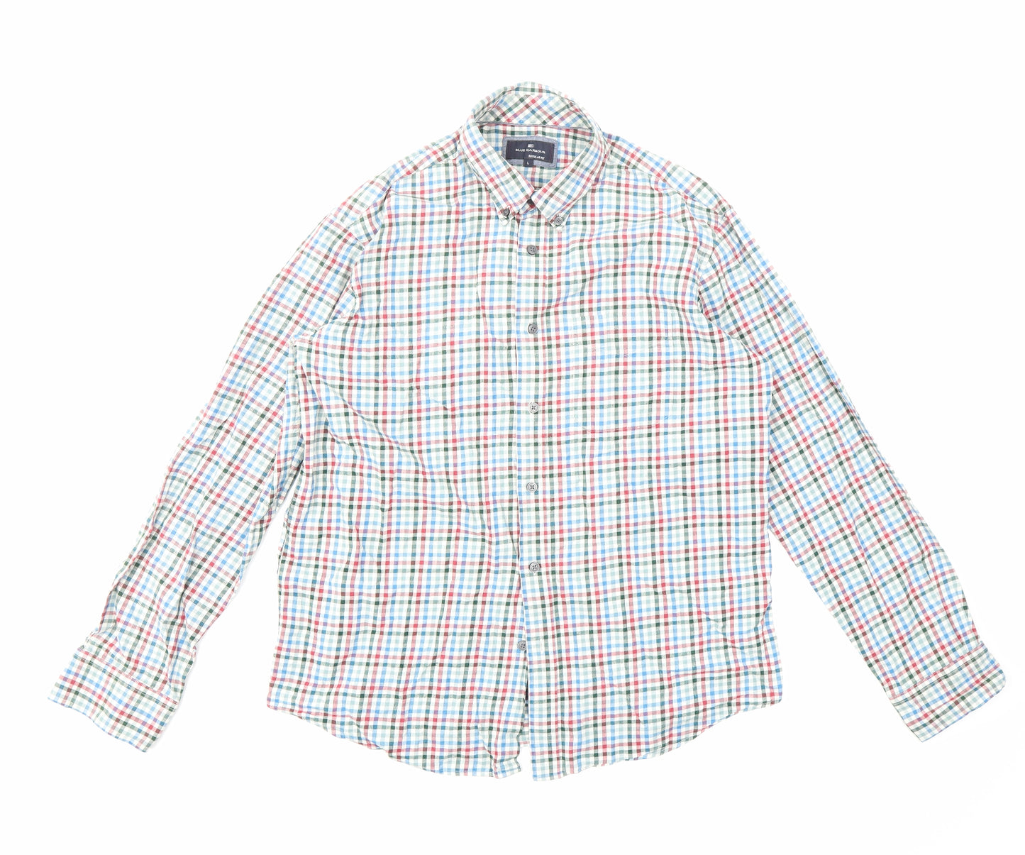 M&S Mens Multicoloured Check   T-Shirt Size L