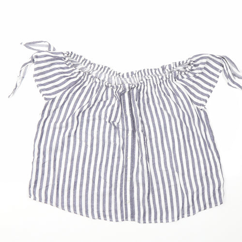 Primark Womens Ivory Striped  Basic T-Shirt Size 10