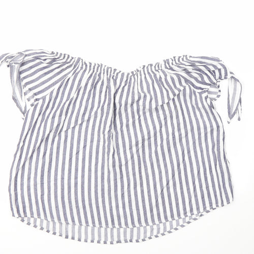 Primark Womens Ivory Striped  Basic T-Shirt Size 10