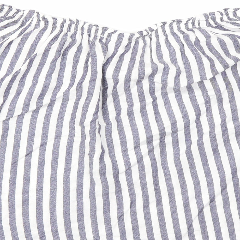 Primark Womens Ivory Striped  Basic T-Shirt Size 10