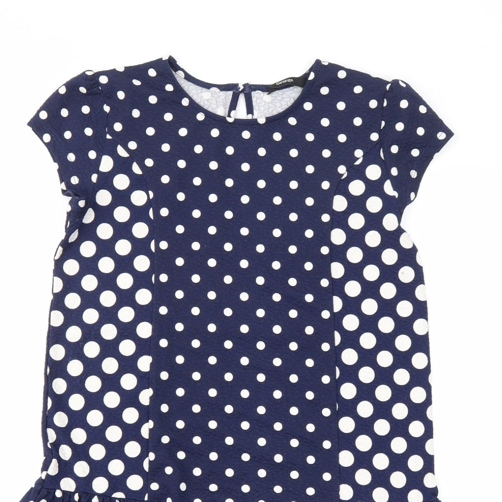 George Girls Blue Polka Dot  Fit & Flare  Size 11-12 Years
